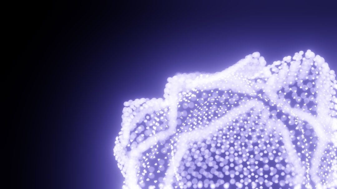 Artificial intelligence neural network visualization with glowing nodes